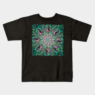 Lavender, Teal, Black and Blue Mandala Kids T-Shirt